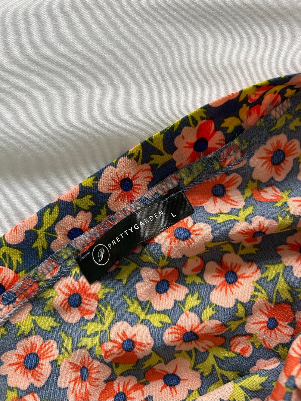 Pretty Garden One-Shoulder Floral Tie-Strap Dress in Coral, Pink, Blue, Green - Picture 2 of 5